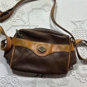 VTG Stone Mountain Two-Tone Pebbled Leather Crossbody Rare USA Made W/ Damage